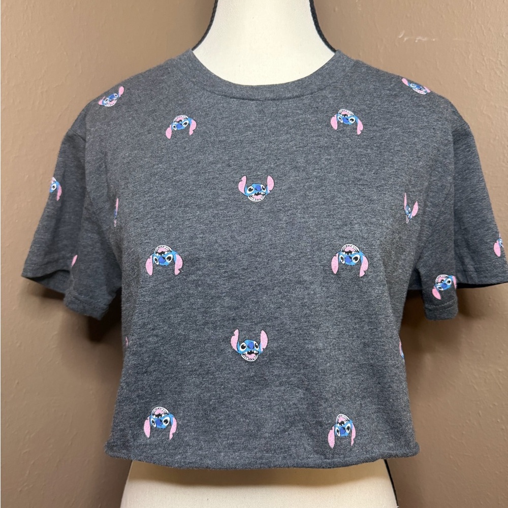 Disney Lilo And Stitch Heather Dark Gray Crop Top Size Medium